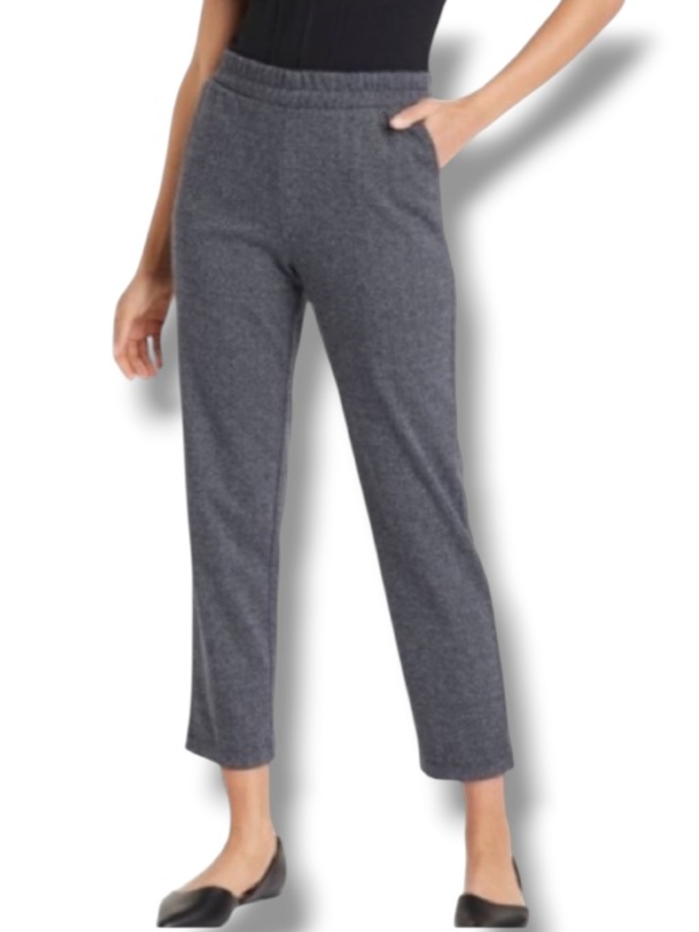 A New Day Women’s High-Rise Tapered Ankle Knit Pants Gray Herringbone Target